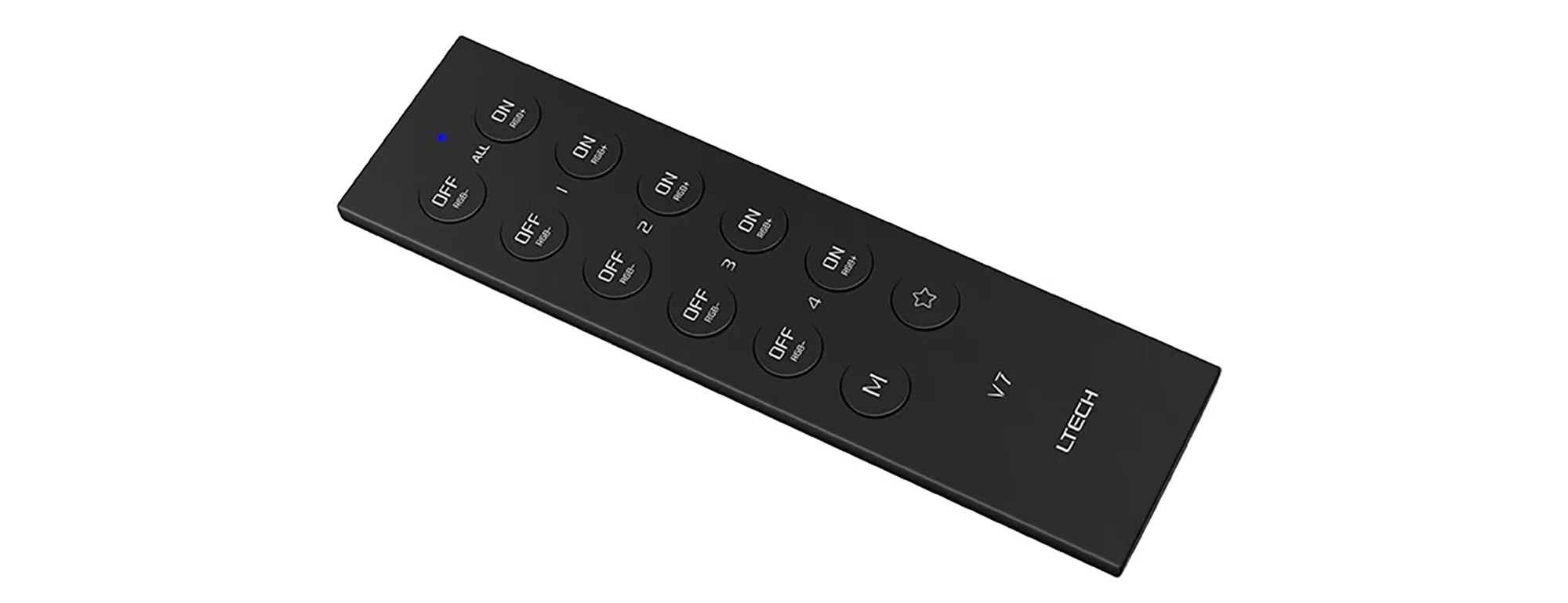 2.4GHz RF RGB Remote Control, CR2032 battery, 30m Range, 4 Zone Control, 3Vdc supply voltage . V7  LTECH Remote Control